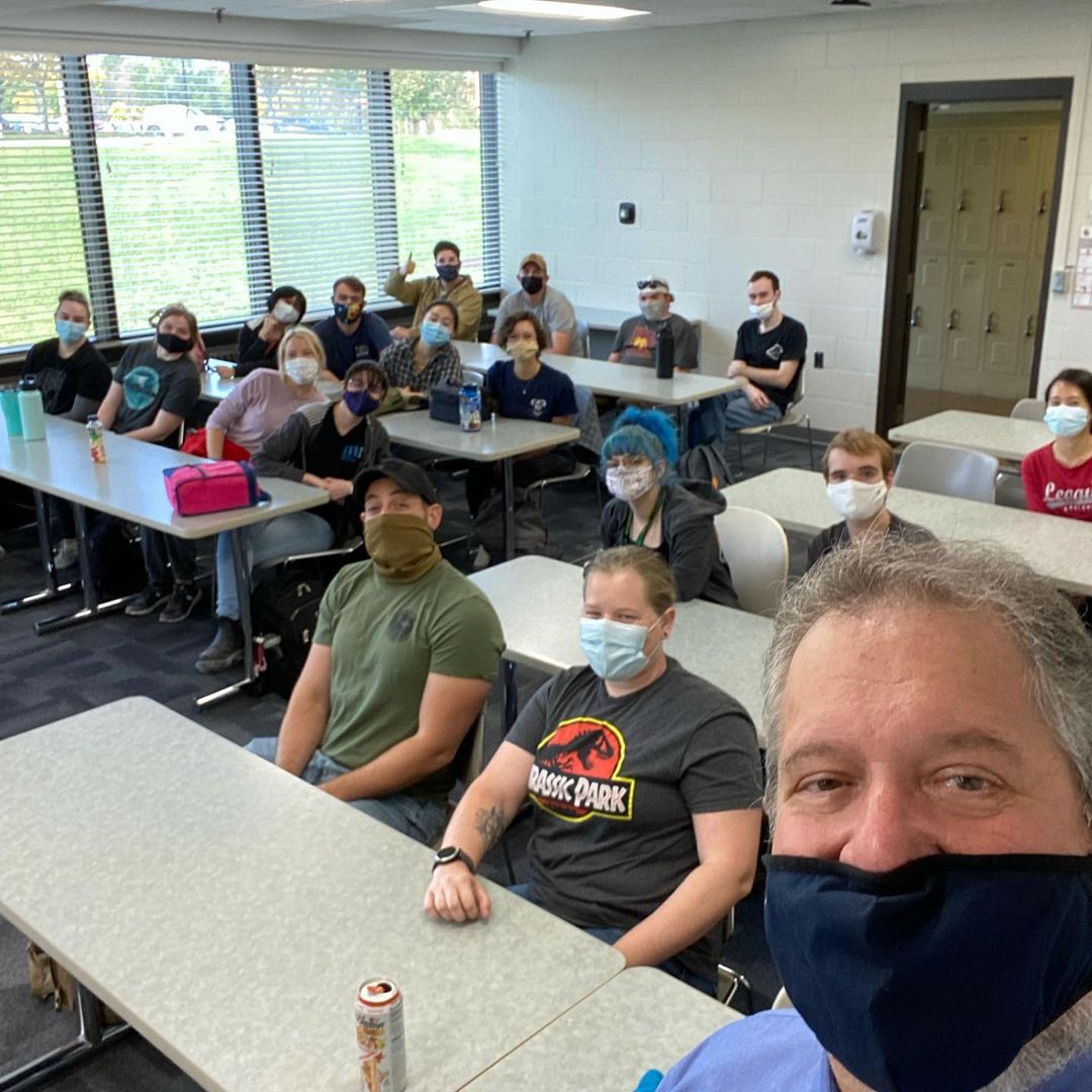 Jim Lawson taking a selfie with Century College/Concordia O&P students